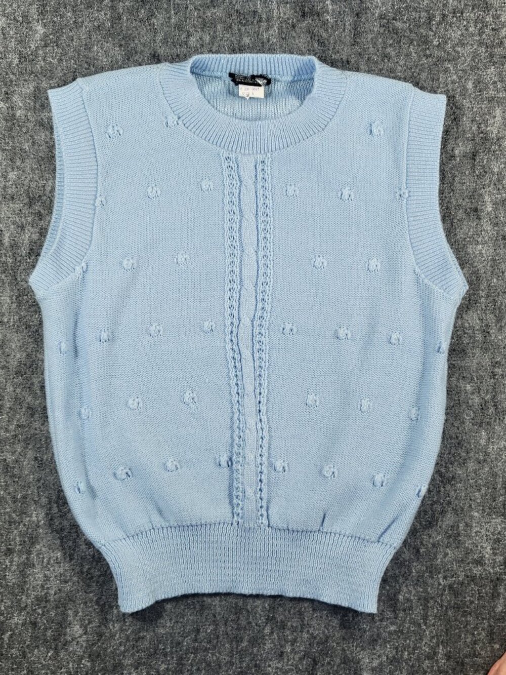 Vintage Jolie New York Light Blue Knit Crew Neck Vest Sweater Made in U.S.A.